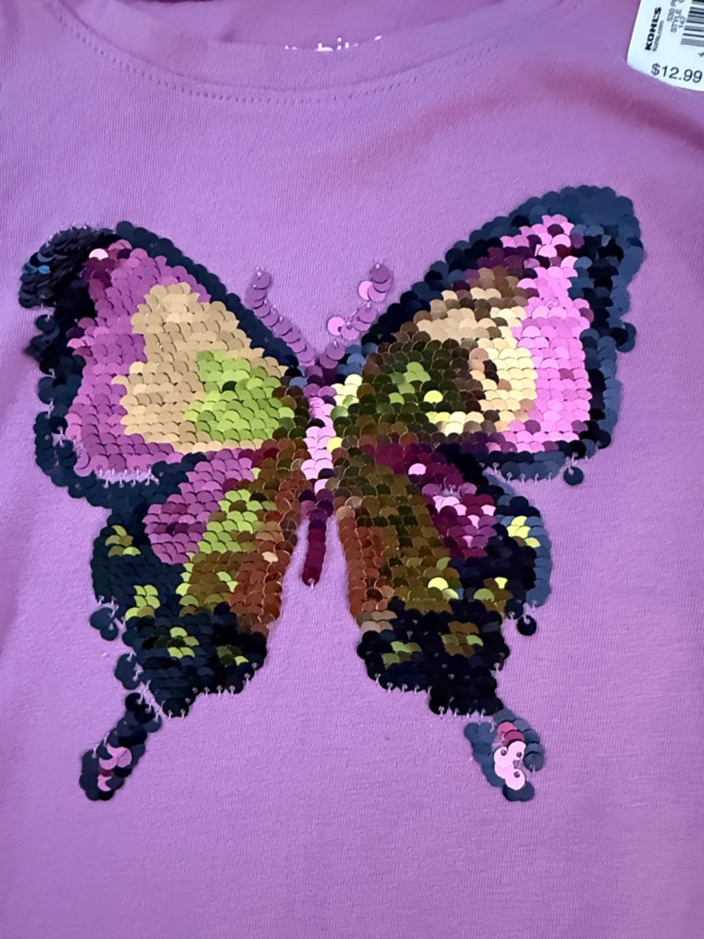 Jumping beans Purple Butterfly Sequin Short Sleeve Tee - Girls - Picture 3 of 5